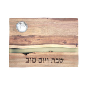 קרש חלה מלבן - עץ שיטה + פס לבן