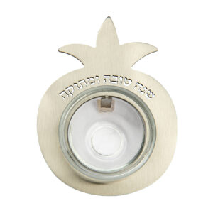 רימון + קערה זכוכית קטנה - שנה טובה - כסוף