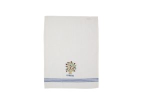 מגבת מטבח + רקמה 60*45 ס"מ עץ + ישראל - לבן