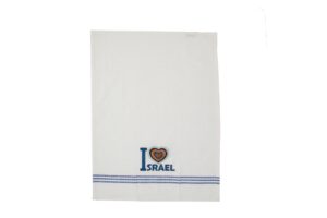 מגבת מטבח + רקמה 60*45 ס"מ לב + ישראל - לבן
