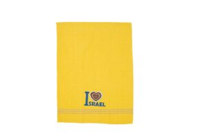 מגבת מטבח + רקמה 60*45 ס"מ לב + ישראל - צהוב