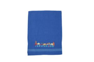 מגבת מטבח + רקמה 60*45 ס"מ בתים + ירושלים - כחול