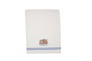 מגבת מטבח + רקמה 60*45 ס"מ בתים + ישראל - לבן